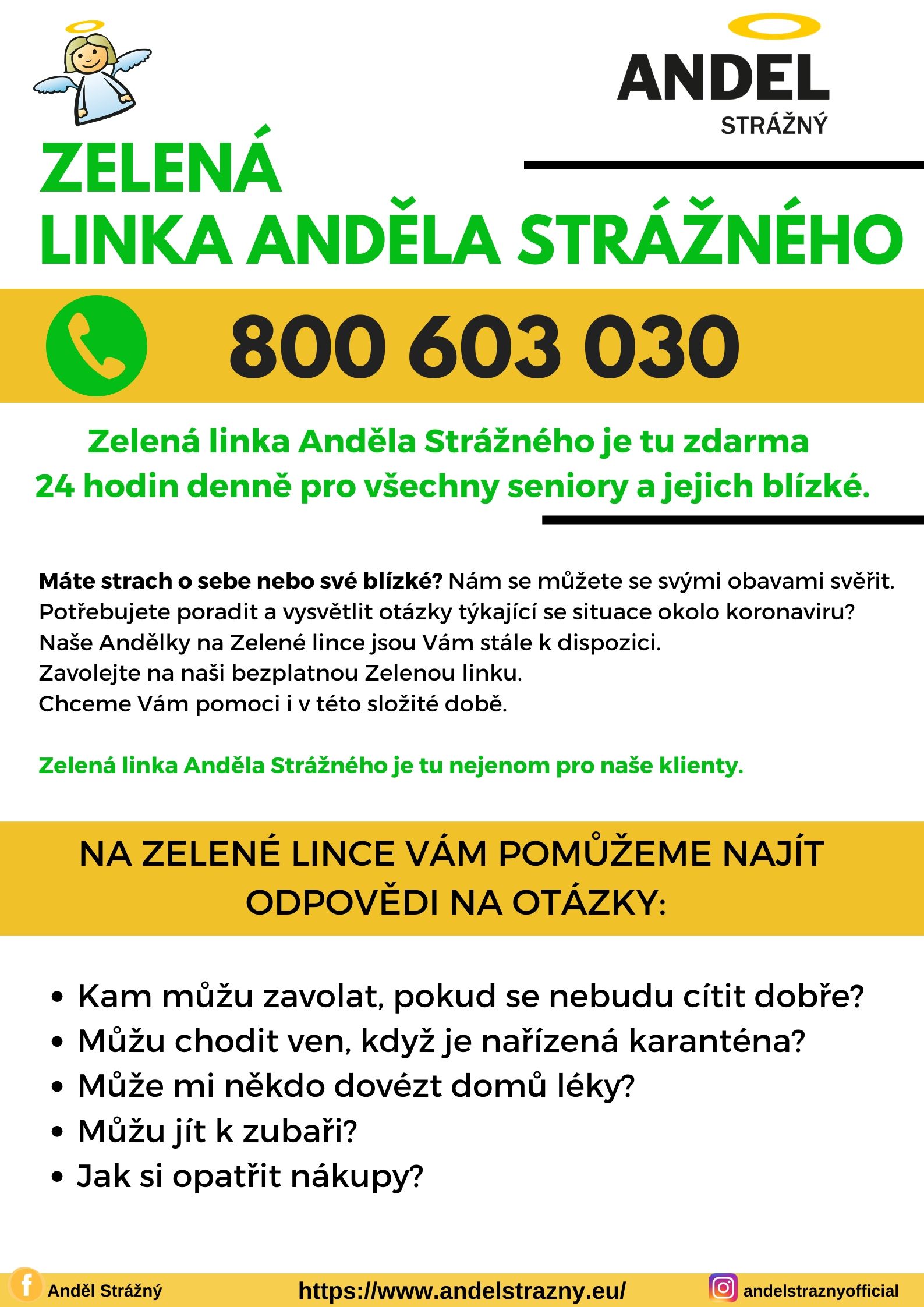 ZELENÁ LINKA ANDĚLA STRÁŽNÉHO 800 603 030