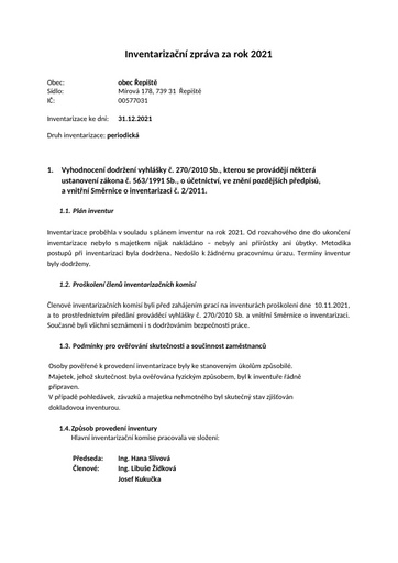 Příloha č 4 Inventarizační zpráva 2021