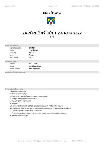 Závěrečný účet za rok 2022